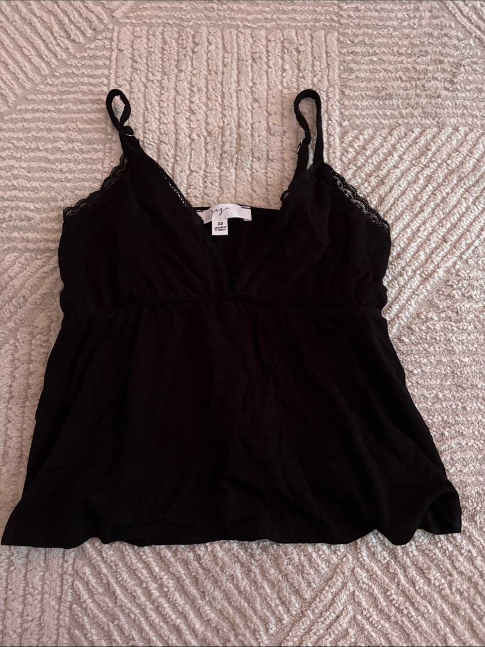 Black Lace-Trim Babydoll Camisole